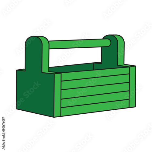 Green Toolbox Flat Design Cartoon Illustration