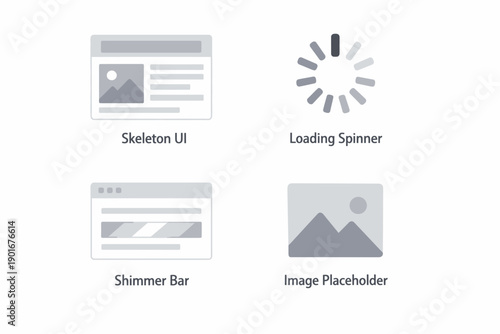 Loading State UI Elements Skeleton Spinner Shimmer Placeholder.