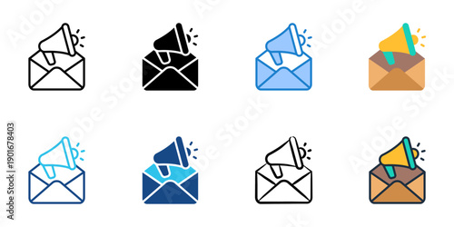 Email Marketing icons set multiple style collection. Editable stroke 
