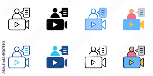 Video Pitch icons set multiple style collection. Editable stroke 
