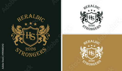 Two mythological lions stand within a heraldic emblem with the TB Monogram letters above a royal shield. A classic and luxurious vintage premium brand logo design.