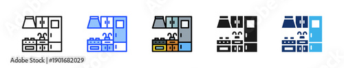 Kitchen Interior Icon Collection With Multiple Styles