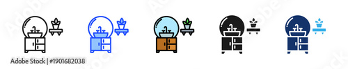 Bathroom Decor Icon Collection With Multiple Styles