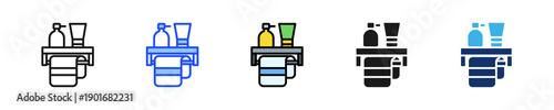 Bathroom Shelf Icon Collection With Multiple Styles