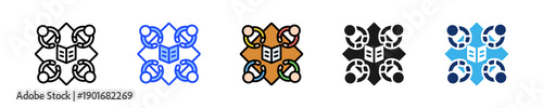 Study Group Icon Collection With Multiple Styles