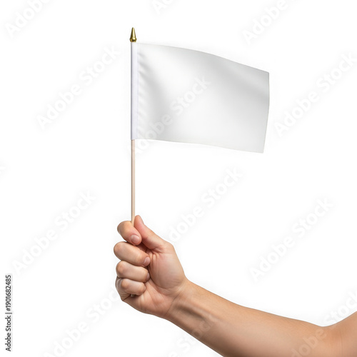 Wallpaper Mural Hand holding a small white flag isolated on transparent background Torontodigital.ca