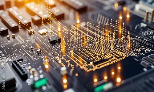 Closeup Microchip Circuit Board Technology.