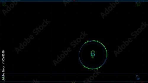 Wallpaper Mural Animation of HUD interface showing a target in a circular display during a simulated scenario Torontodigital.ca