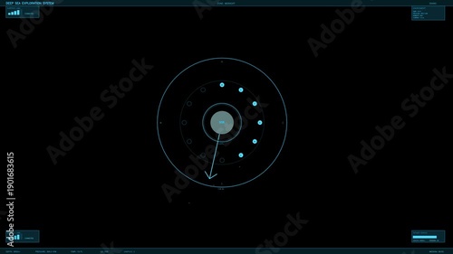 Wallpaper Mural HUD interface animation showing data visualization for a space exploration system tracking a celestial body from a control center Torontodigital.ca