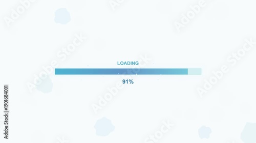 Progress bar animation showing loading status at 100 percent completion during a digital task in a modern online interface