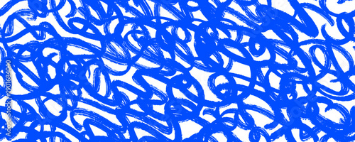 Seamless brush stroke scribbles texture. Grunge rough sketched scrawl background. Repeated hand drawn abstract doodles pattern. Blue bold pencil chalk or crayon squiggle lines wallpaper. Vector