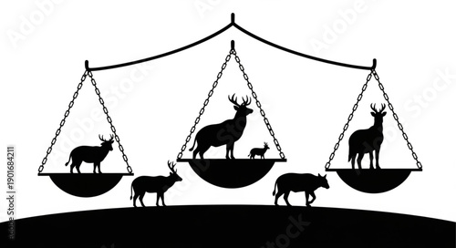 Animal balance scales weighing different species of animals.