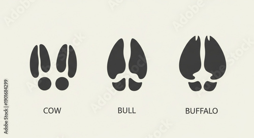 Animal Footprints Cow Bull Buffalo Tracks Illustration.