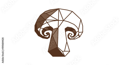Geometric Mushroom Illustration With Polygonal Design On White Background