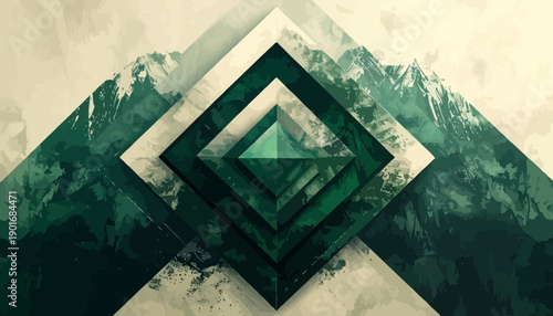 Geometric Peaks Ethereal Mountains Layers Abstract Art Creative Background