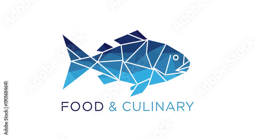 Geometric Seafood Logo Showcasing Abstract Marine Design for Culinary and Food Industry