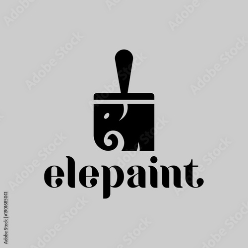 Black and white elephant and paint combination vector icon showing a thumbs up hand symbol for web technology success and security concept