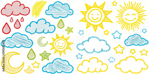 Cute classroom doodle illustrations, playful vector drawings for educational materials and fun designs.