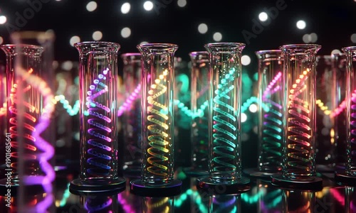 Colorful Light Trails in Glass Tubes.