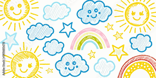 Playful Nursery Wall Art Elements: Sweet Vector Doodles for Baby Room Decor