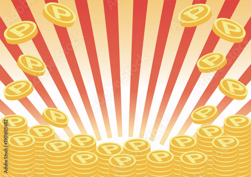 Stacked Gold Coins and Money Illustration. Concept for Business, Finance, and Investment