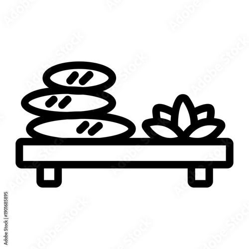 Hot spa stones Line Icon