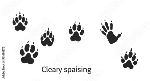 Animal Paw Prints Isolated on White Background.