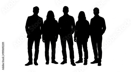 Silhouette of Colleagues: The silhouettes of a business team stand together, symbolizing unity and collaboration, ready to face challenges and celebrate achievements. 