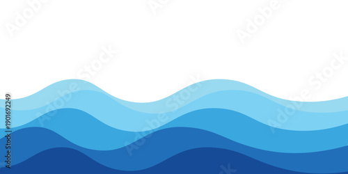 Blue Ocean Wave Layer Vector Background Illustration
