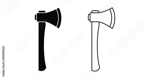 Two axes depicted in contrasting black and white line art styles