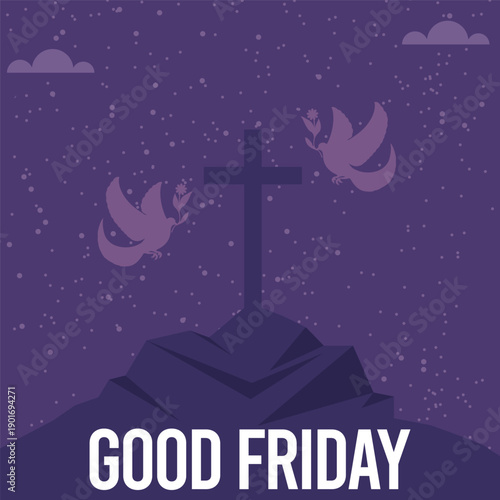 Holy Week Good Friday Poster Festival of Holy Cross Easter Celebration Vector