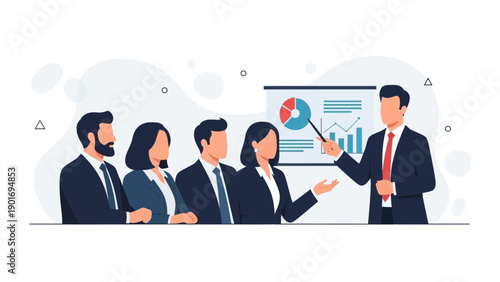 Business Presentation: Team Meeting with Charts and Graphs