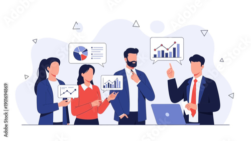 Business Team Analyzing Financial Charts and Graphs