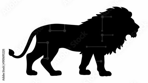 Majestic lion silhouette with geometric design elements