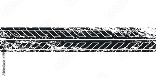 Grungy Tire Track Vector Illustration with Distressed Texture for Rough Road Designs