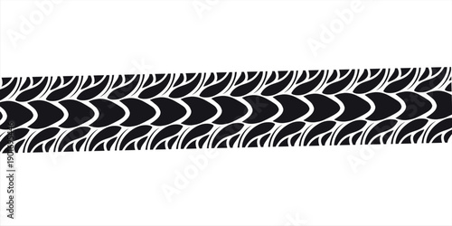 Abstract black and white tire tread pattern for automotive or industrial design