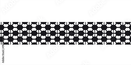 Abstract geometric seamless pattern of hexagonal shapes with circles in a repeating modern design