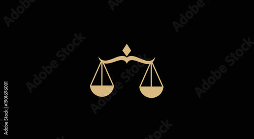 Gold Balance Symbolizing Justice On Black Background For Relevant Concepts And Designs