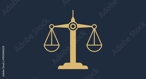 Gold Scales Of Justice Symbol Representing Fairness And Equilibrium On Blue Background