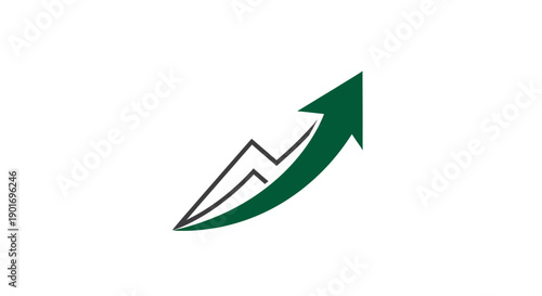 Green Arrow Rising Over Analytical Graph Displaying Business Growth and Strategic Results