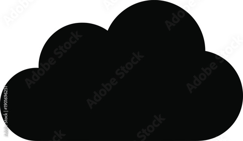 A simple black cloud icon on a white background