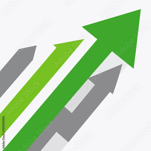 Green Arrows Symbolizing Growth And Forward Direction In Business And Finance Markets