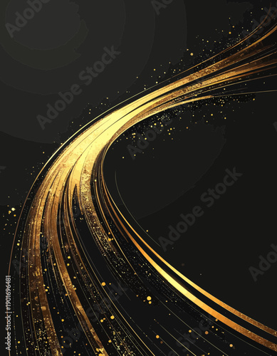 Golden Swirls On Dark Backdrop A Visual Symphony of Elegance and Luxury