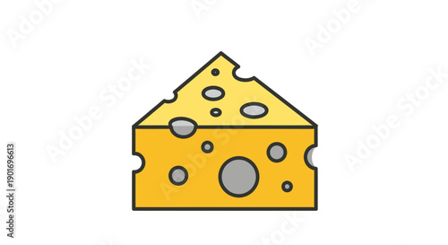 Graphic Representation Of A Swiss Cheese Wedge Against A White Background In Yellow