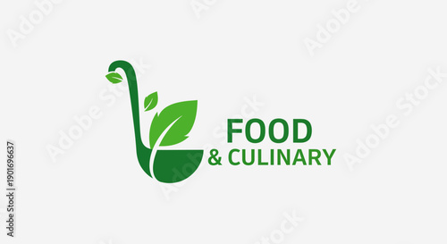 Green Food Culinary Logo Representing Nature, Freshness and Healthy Eating Simple Design