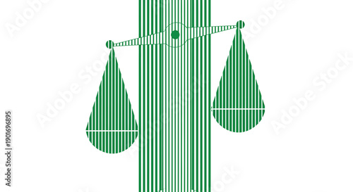 Green Scales Silhouette Depicting Balance and Justice Concept, Vector Illustration