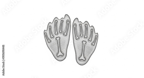 Bear Paw Prints Skeleton Illustration.
