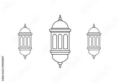 Three ornate lantern designs with intricate cut-out patterns Vector