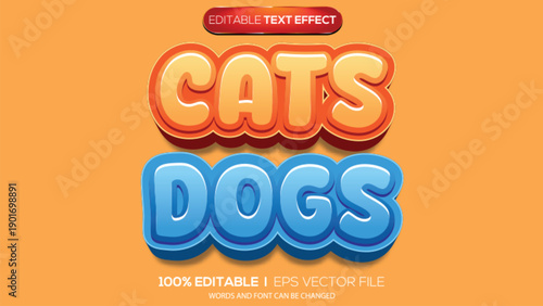 3d text effect cats dogs theme