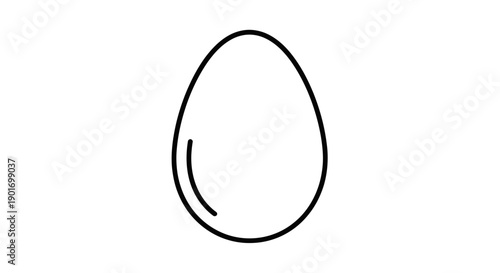 Minimalist Egg Icon, Simple Outline Drawing on White Background